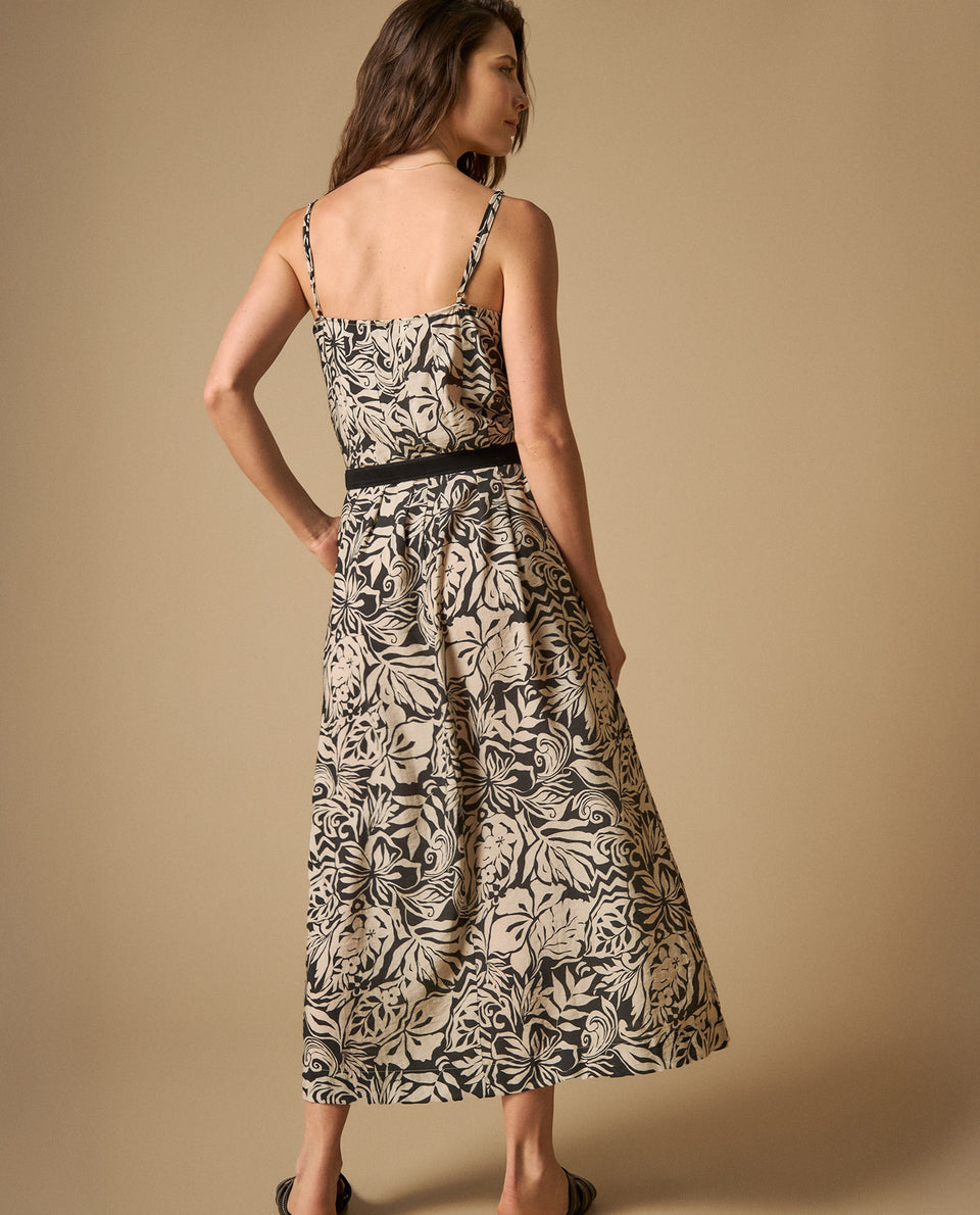 Vestido midi con tirantes y cinturón para mujer - Crudo 34_691H003_CRU130905_6