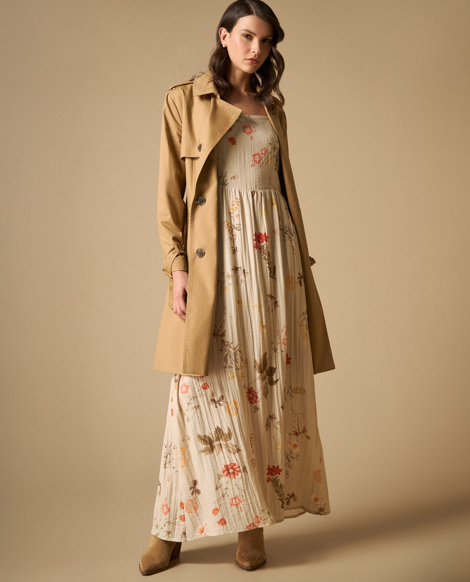 Vestido Largo Floral con Fruncido - Blanco 34_691H013_BLA114202_7