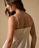 Vestido largo con bordados perforados y tirantes ajustables para mujer - Blanco 34_691H200_BLA110700_5