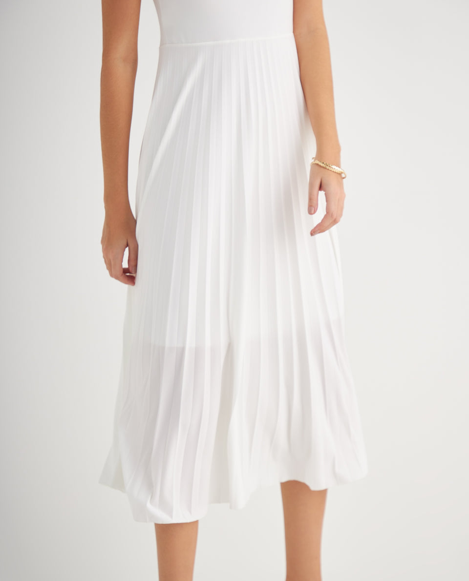 Vestido con falda plisada para mujer - Crudo 34_699F004_CRU110602_3