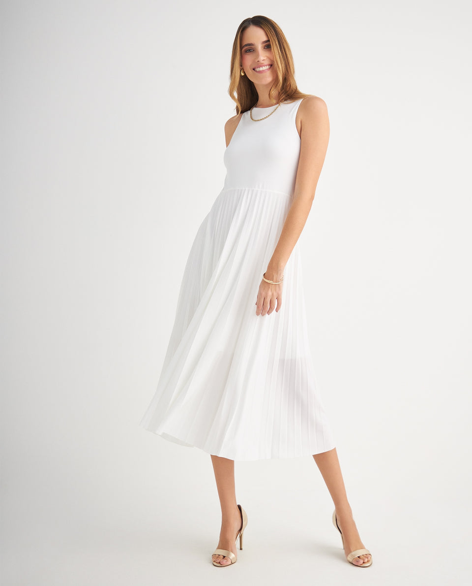 Vestido con falda plisada para mujer - Crudo 34_699F004_CRU110602_6