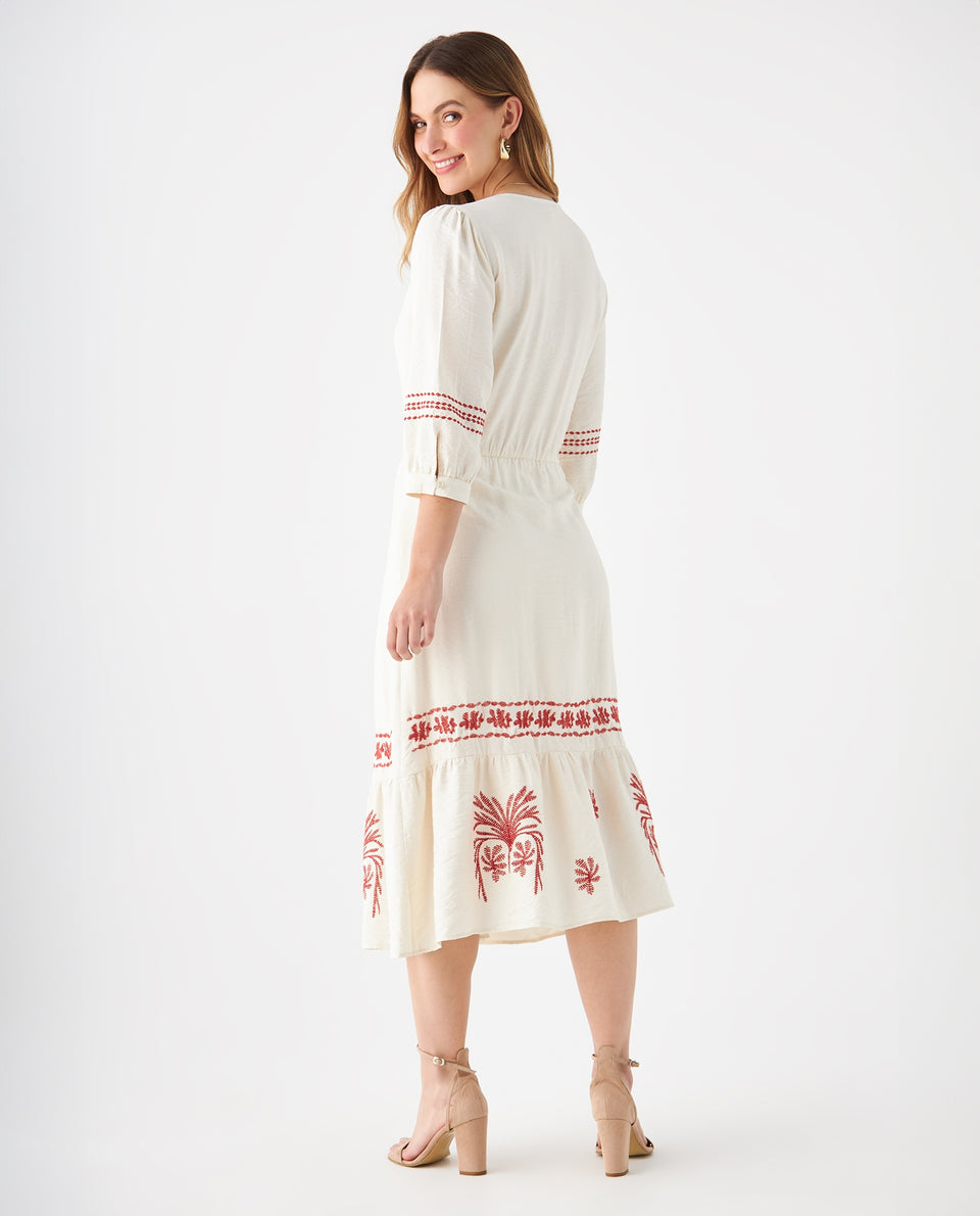 Vestido con escote en V para mujer - Crudo 34_699F020_CRU110602_4