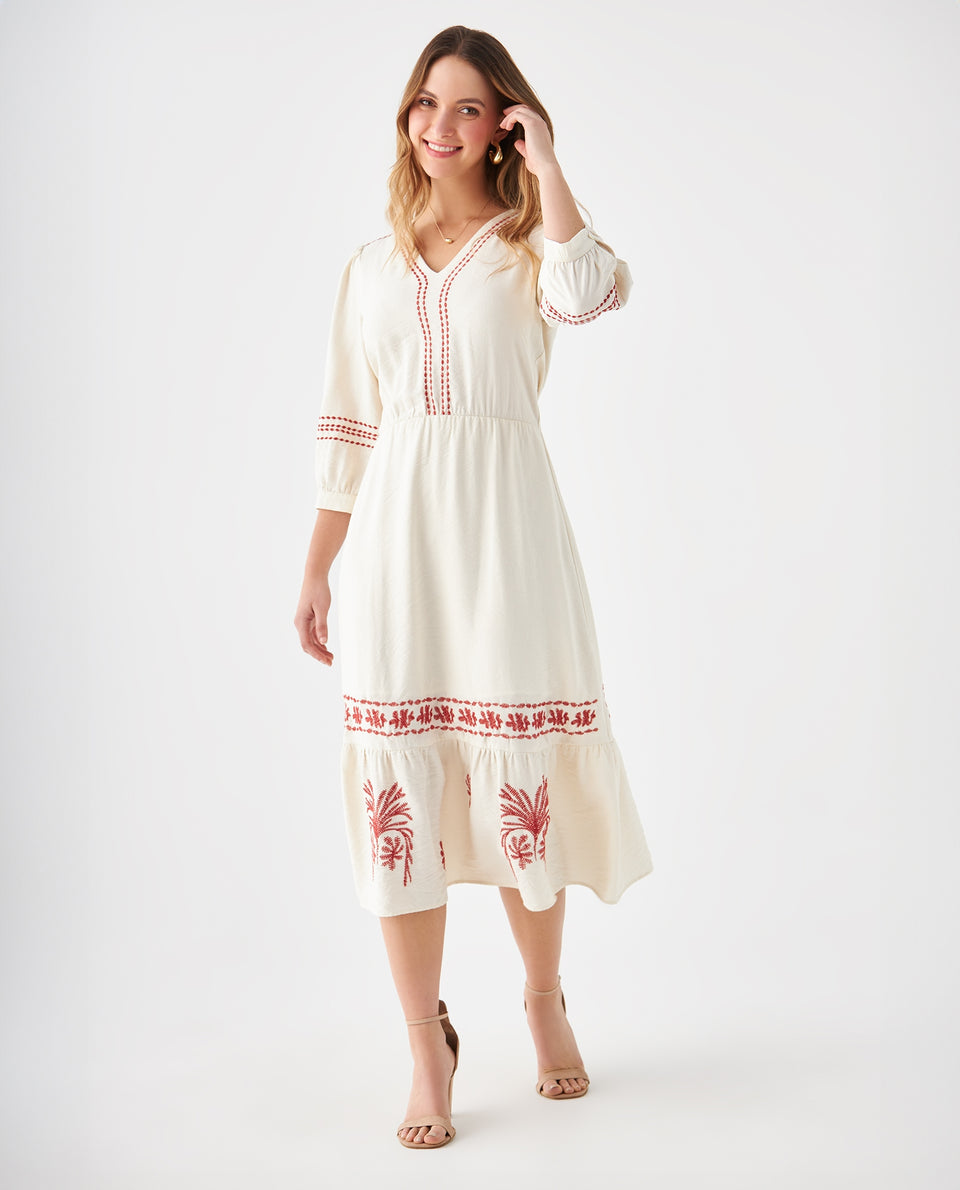 Vestido con escote en V para mujer - Crudo 34_699F020_CRU110602_6