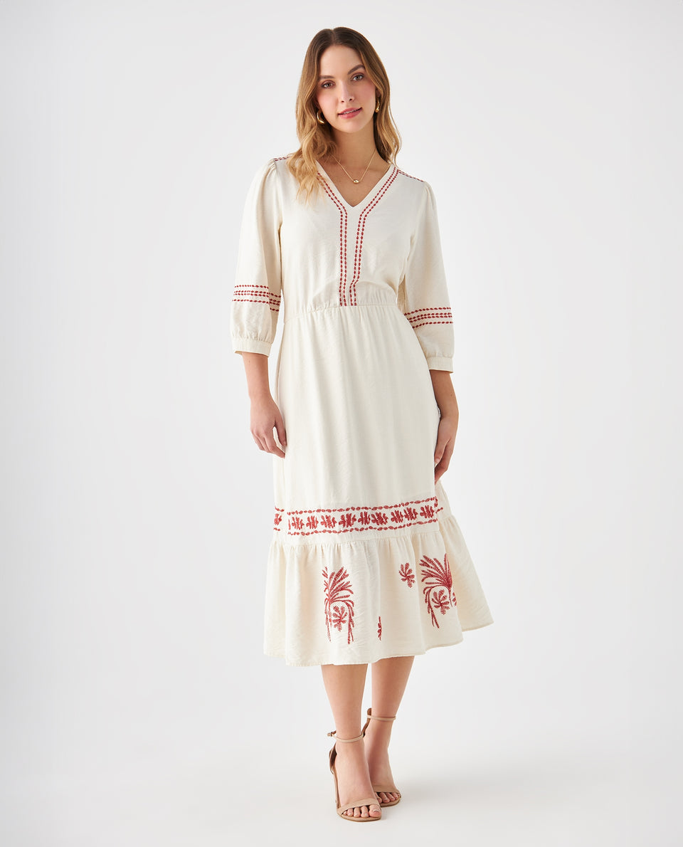 Vestido con escote en V para mujer - Crudo 34_699F020_CRU110602_7