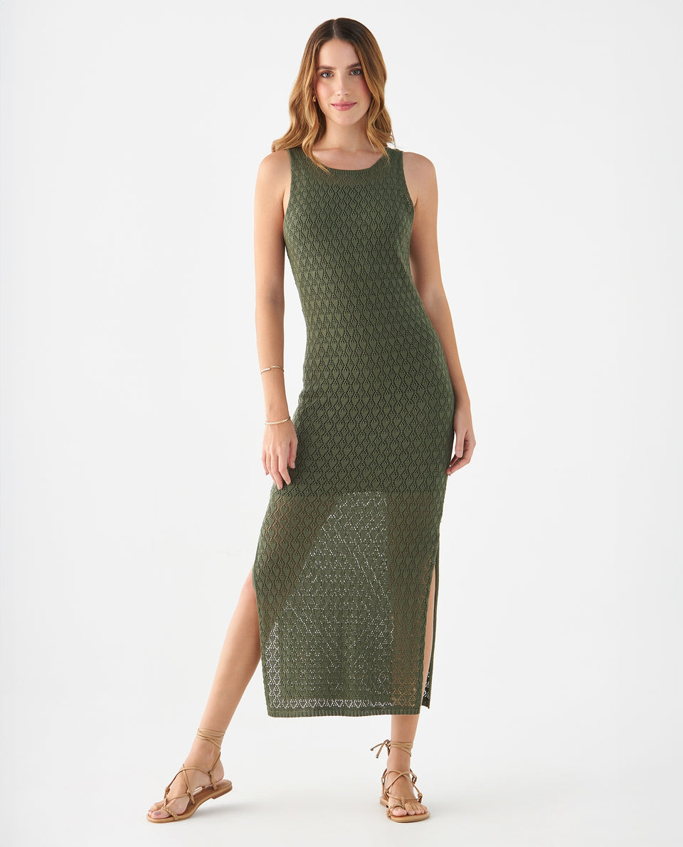 Vestido largo tejido para mujer - Verde 34_699F100_VER165820_6
